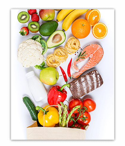 Good nutrition is balanced with fruits, vegetables, grains and sources of lean protein.