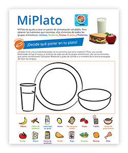 The MyPlate sheet provides a guide to what a balanced meal looks like.