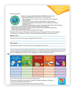 Use the Family Letter on the first day of teaching the program. 